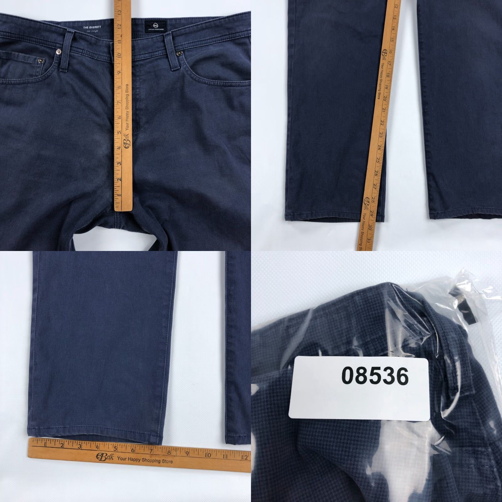 Vintage AG Adriano Goldschmied Jeans Mens 36x32 Everett Slim Straight 5-Pocket Blue Canvas Denim Pants Size US 36 / EU 52 - 9 Thumbnail