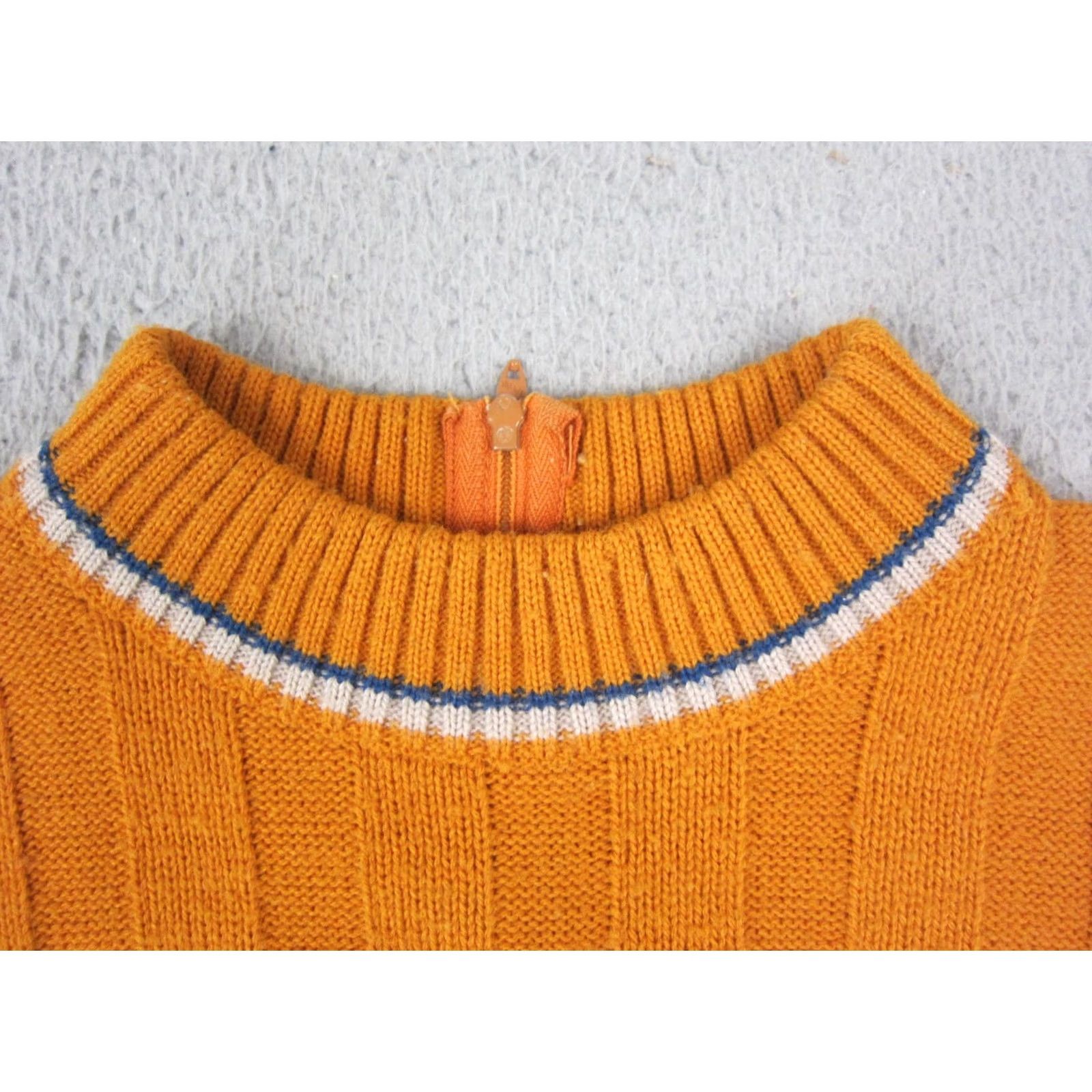 Vintage Vintage Orange Mock Neck Knit Sweater Womens Small S Pullover 90s Winter Fall Knit Ribbed Acrylic Mens? Size S / US 4 / IT 40 - 3 Thumbnail