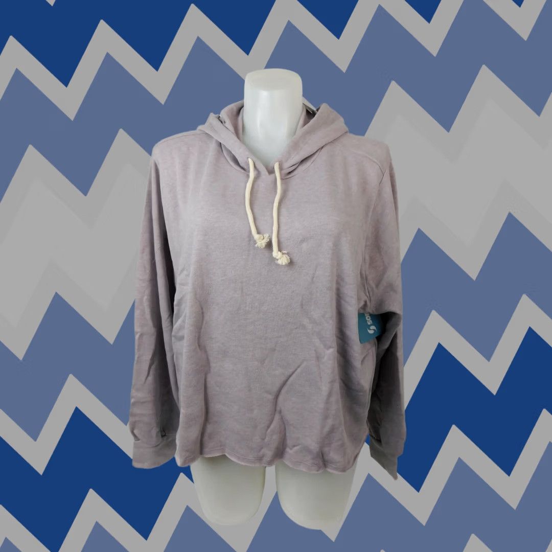 Soffe Soffe Hoodie Womens 2X Plus Cropped Hooded Purple Solid Knit Vintage Wash Casual Athleisure Front Crop Size XXL / US 16-18 / IT 52-54 - 1 Thumbnail