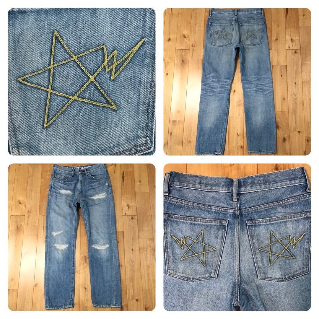 Bape BAPE STA DAMAGED TYPE5 Slim Taper Denim Pants APE ★size S Size US 30 / EU 46 - 1 Thumbnail