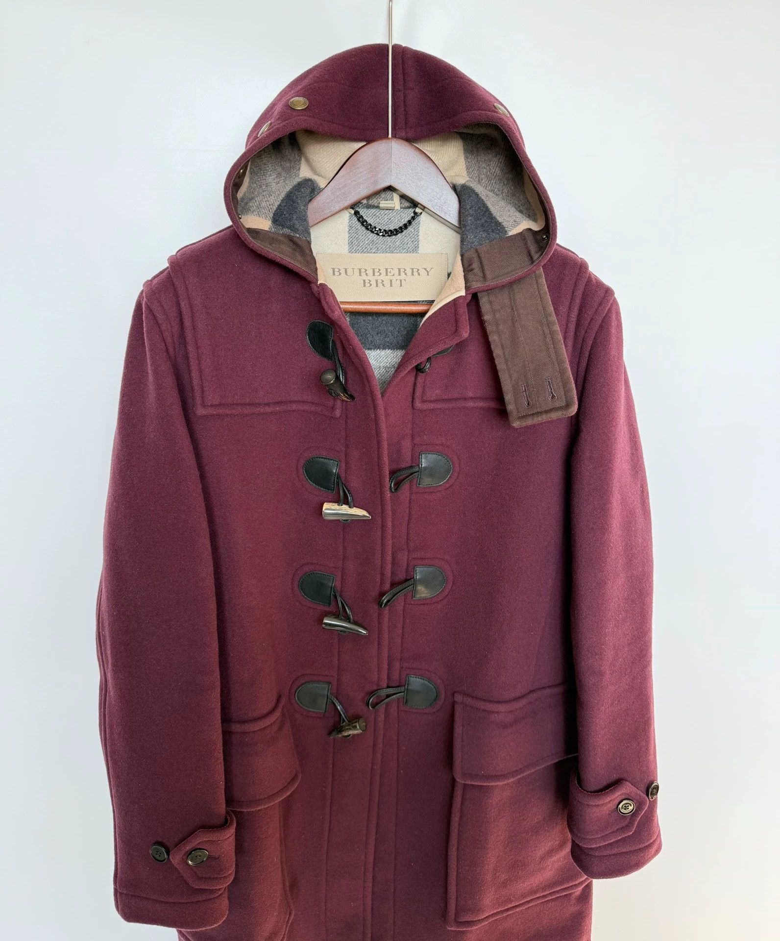Burberry Burberry Double-Faced Wool Duffle Coat Red/Camel Check Size US M / EU 48-50 / 2 - 2 Thumbnail