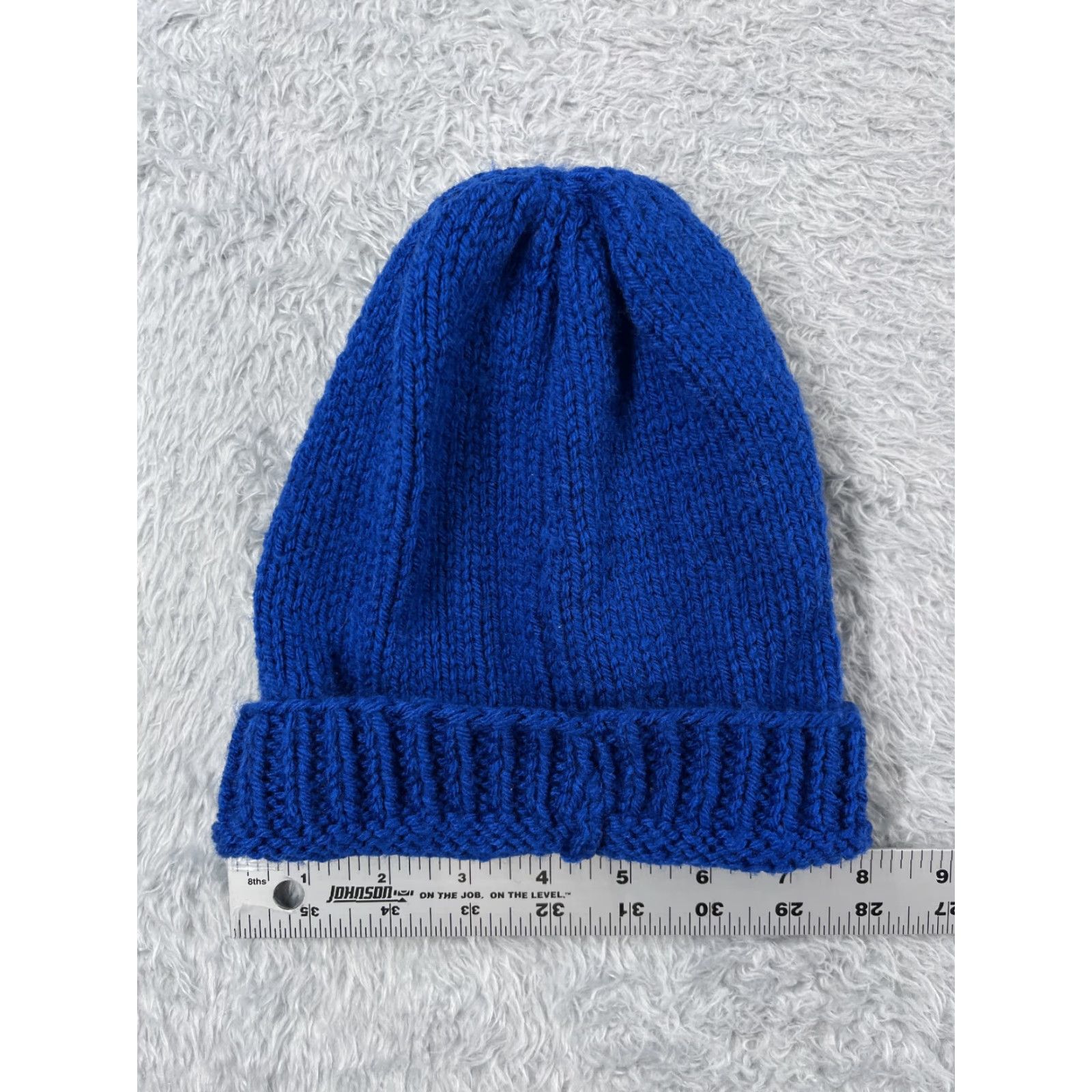 Vintage Blue Beanie Toque Adult One Size - 100% Acrylic Knit Winter Hat Unisex Outdoors Ski Cap Size ONE SIZE - 3 Thumbnail