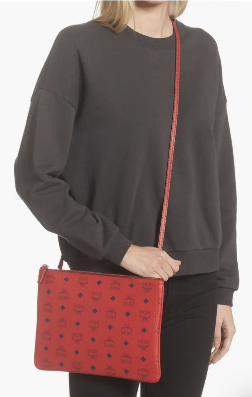 MCM MCM Candy Red Crossbody Pouch In Visetos Original Size ONE SIZE - 7 Thumbnail