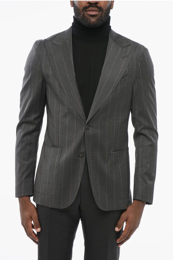 Striped REWARD Blazer with Peak Lapel