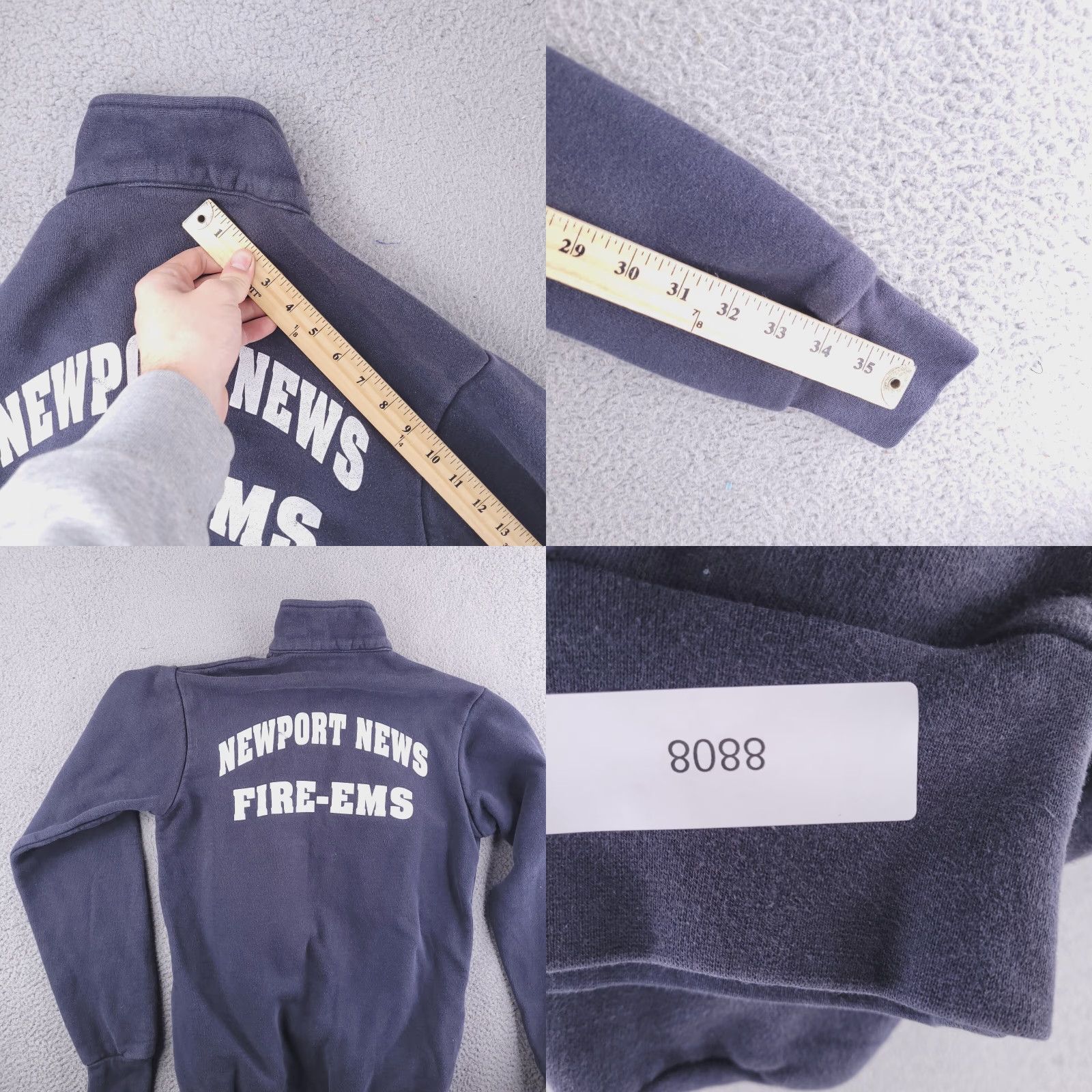 Union LA VINTAGE Union Sweatshirt Mens S Gray 1/4 Zip Lined Thick USA Pullover Long Sleeve Casual Long Size US S / EU 44-46 / 1 - 9 Thumbnail