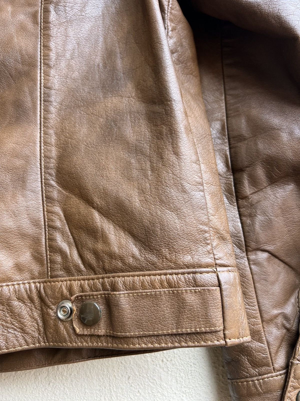 Leather Vintage 60s 70s Lakeland Patina Brown Trucker Leather Jacket Size US M / EU 48-50 / 2 - 16 Thumbnail