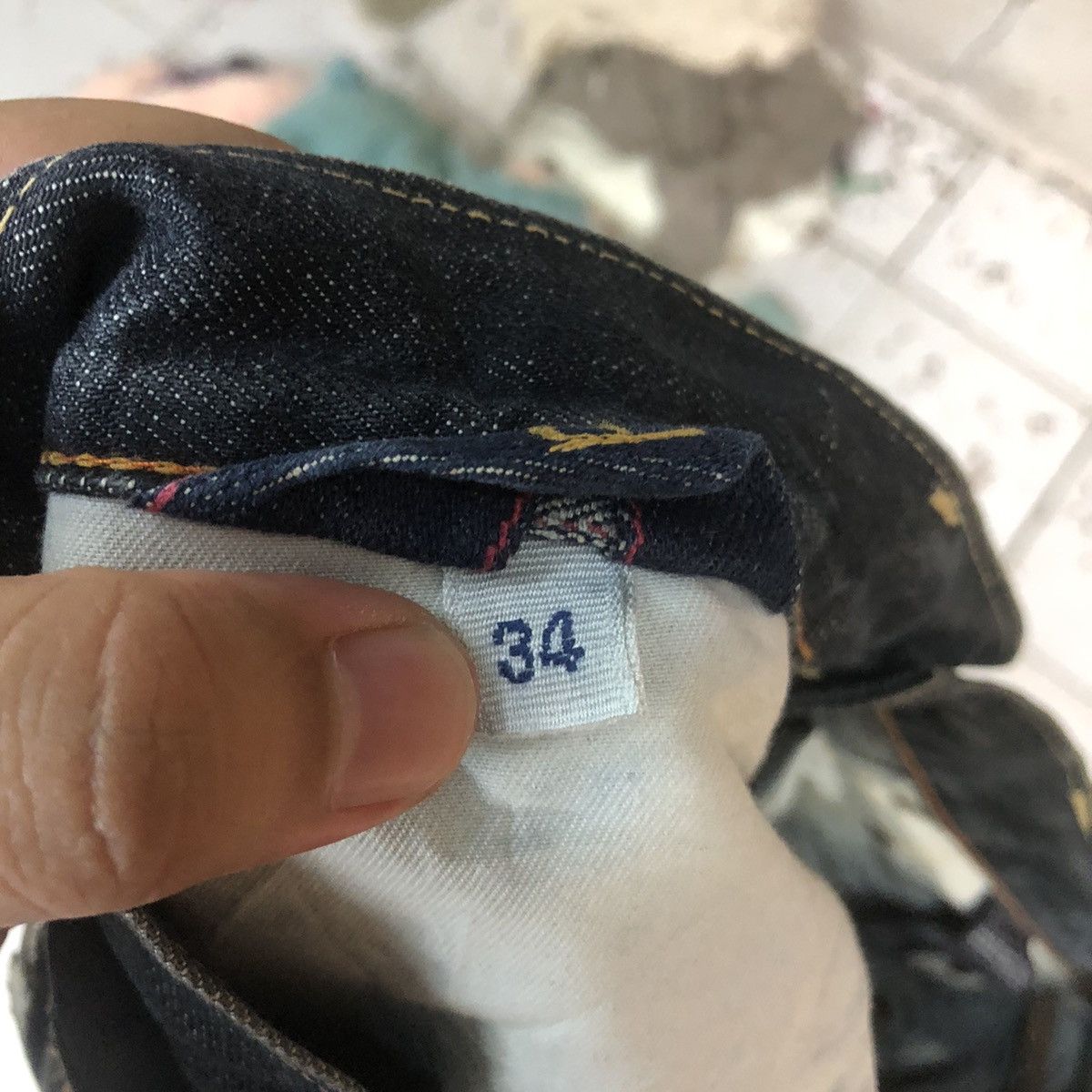 DL R 45rpm selvedge Black faded Distressed Denim Pants #7321
