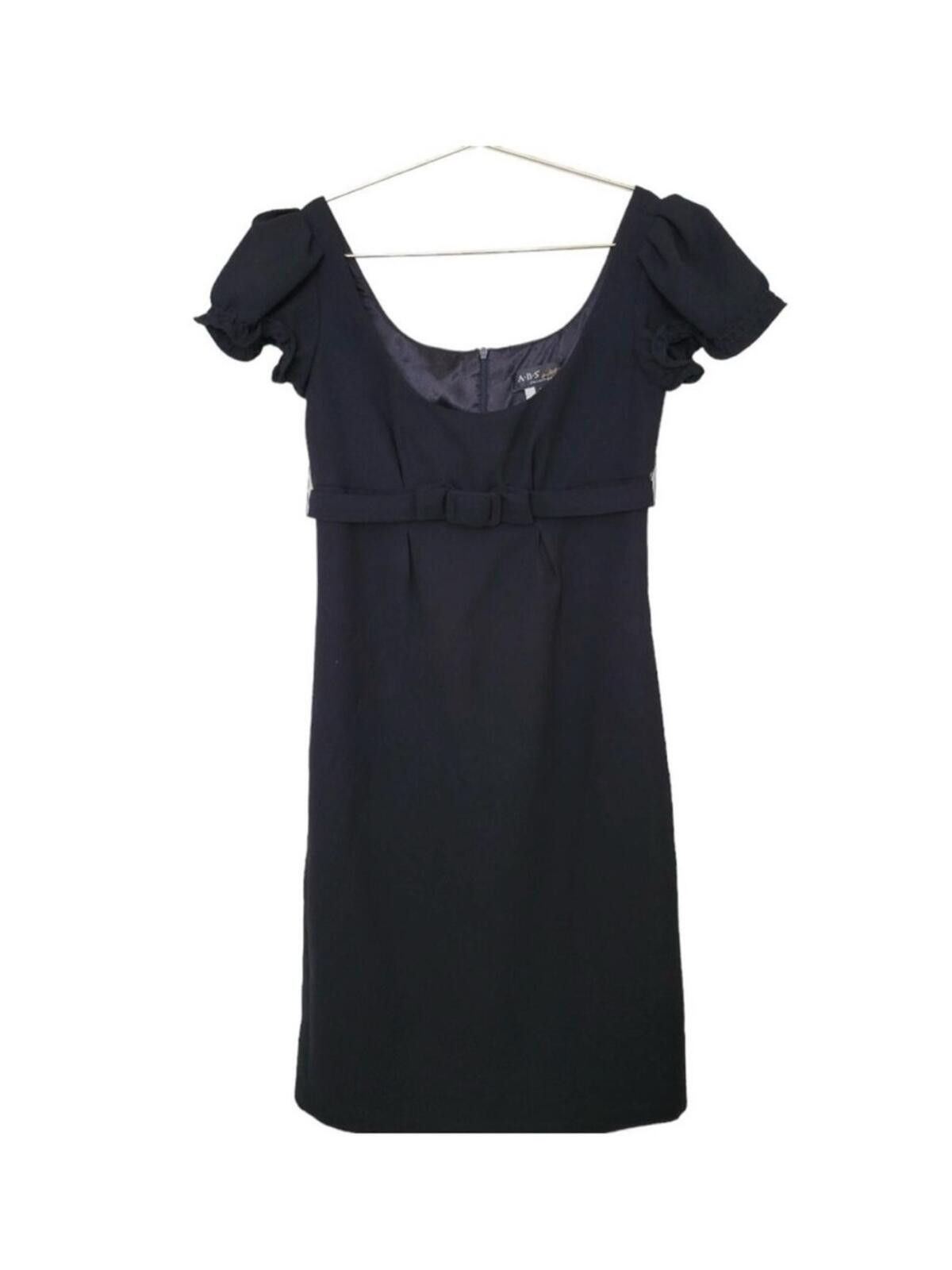 Unknown London Black Puff Sleeve Belted Sheath Dress Size M / US 6-8 / IT 42-44 - 2 Thumbnail