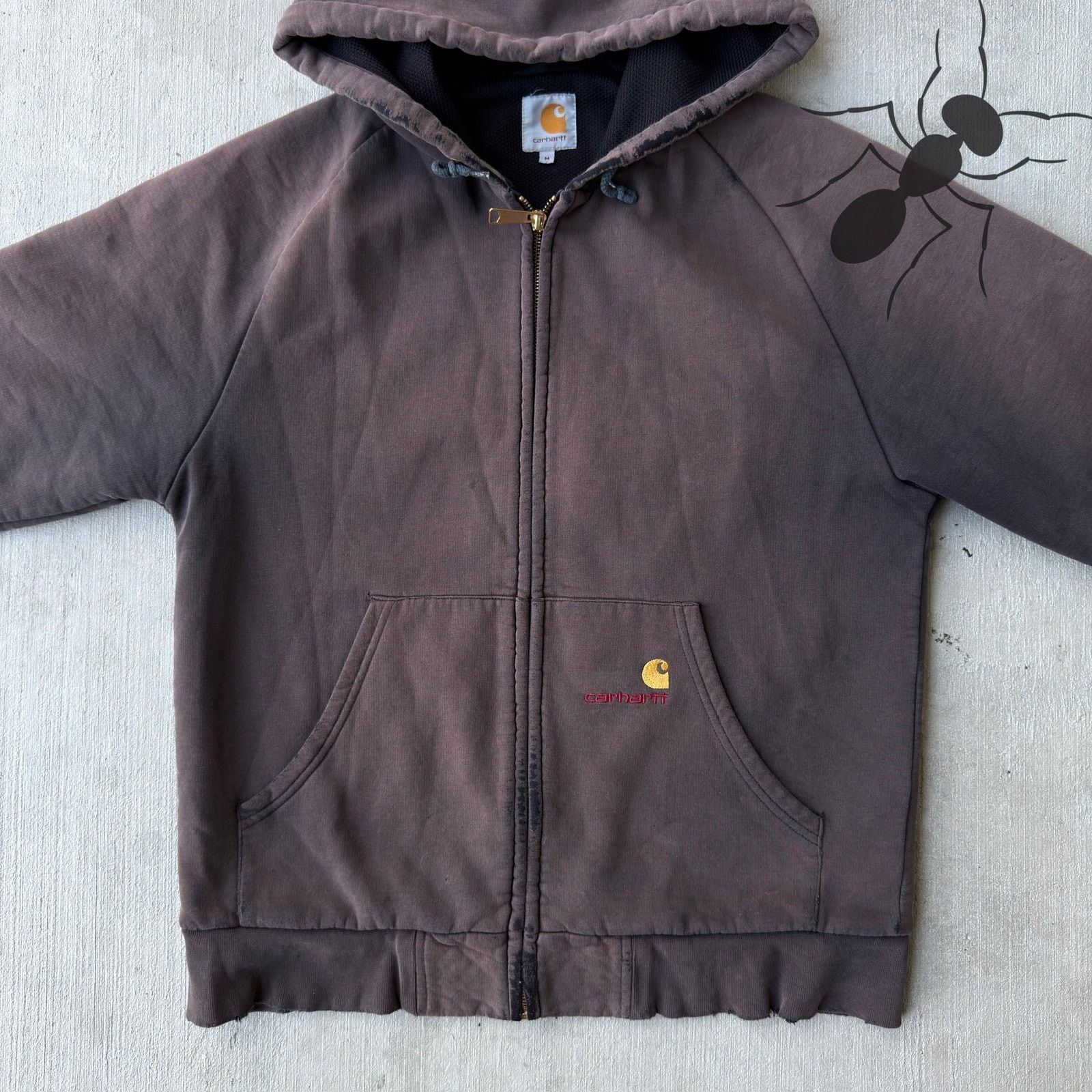 Carhartt × Vintage Carhartt faded black hooded work wear jacket Size US S / EU 44-46 / 1 - 2 Thumbnail