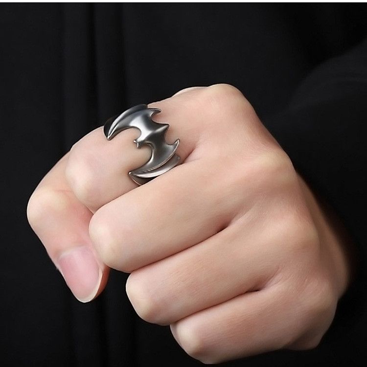 VIBE Men's Retro Hip-Hop Open Bat Ring Size ONE SIZE - 3 Thumbnail