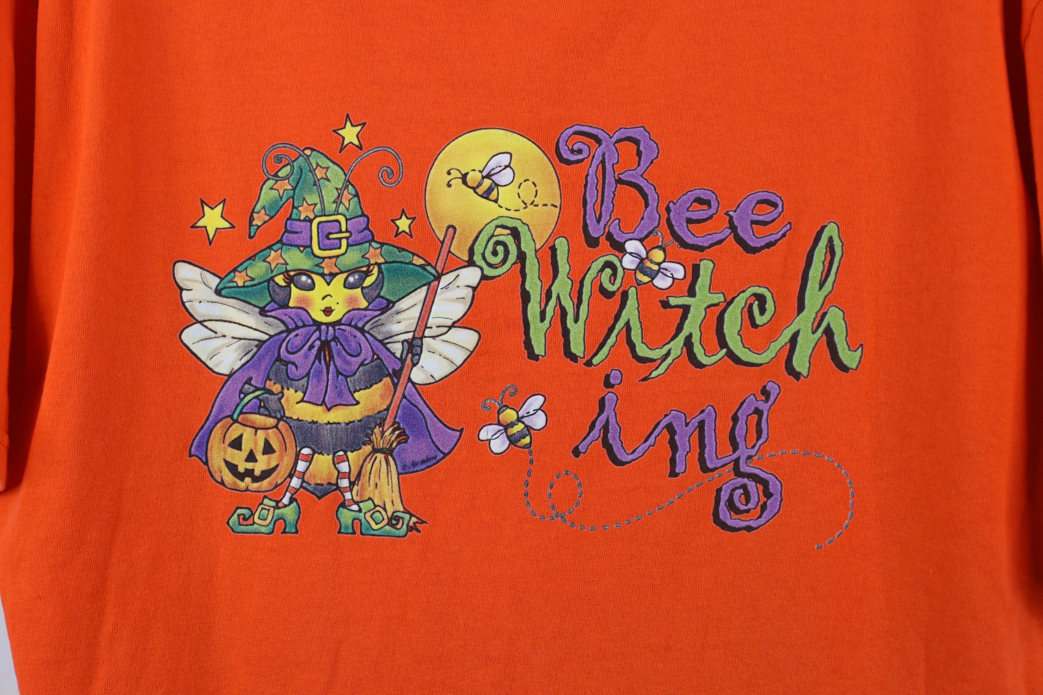 Vintage Vintage 90s Y2K Streetwear Halloween Witch T-Shirt Orange Size L / US 10 / IT 46 - 4 Thumbnail