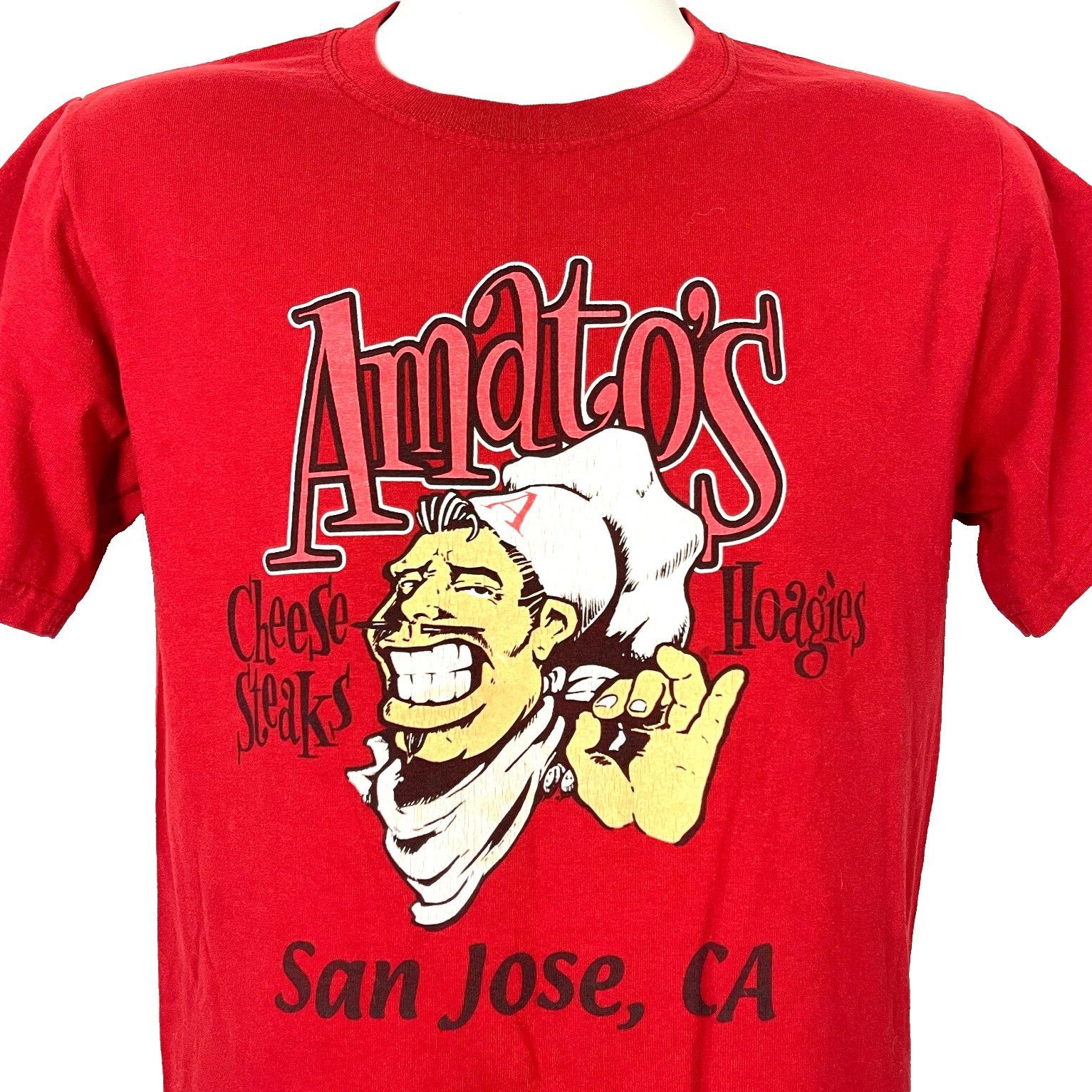 Fruit Of The Loom Amatos CheeseSteaks Mens T-Shirt Red Small Philly Style Hoag Size US S / EU 44-46 / 1 - 1 Thumbnail
