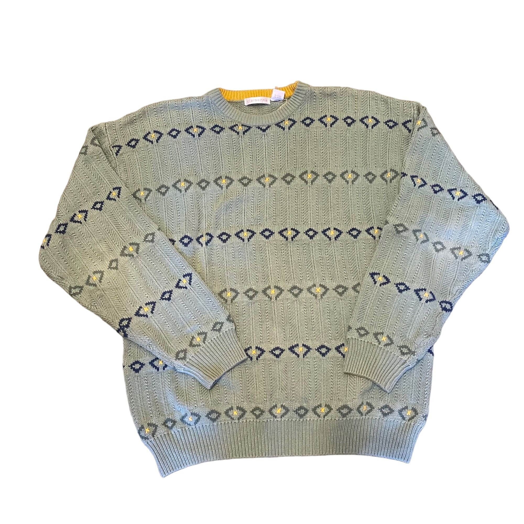 Vintage Vintage Claiborne Seafoam Green Novelty Grunge Grandpa Sweat Size L / US 10 / IT 46 - 1 Thumbnail