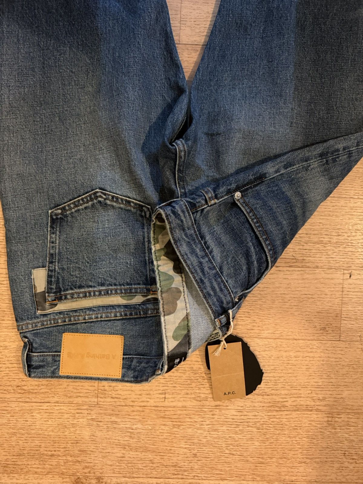 A.P.C. × Bape BAPE x A.P.X Patched Damage Denim Pants Size US 34 / EU 50 - 4 Thumbnail
