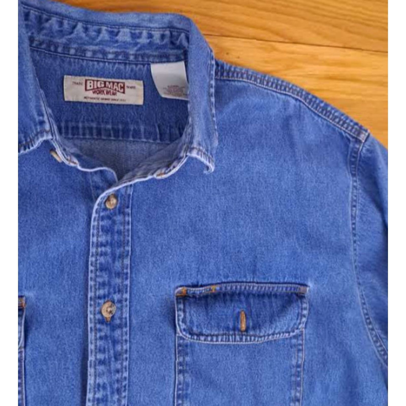 Vintage VINTAGE Big Mac Shirt Denim Western Button-Up Long Sleeve XL Blue Cotton Regular Men's Size US XL / EU 56 / 4 - 3 Thumbnail