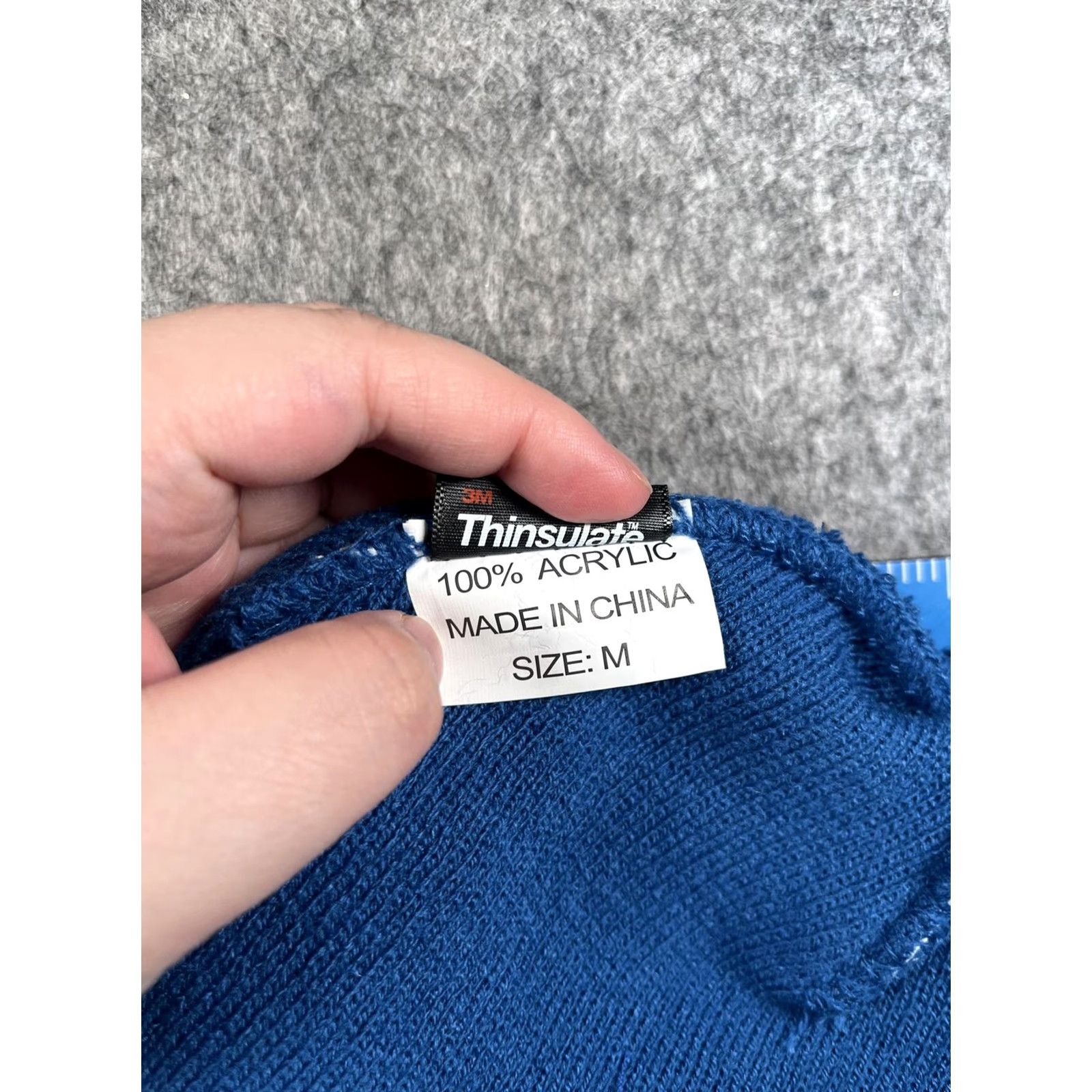 Vintage Thinsulate Beanie Mens M Blue Knit Insulated Winter Hat Star Patch Casual Size ONE SIZE - 8 Thumbnail