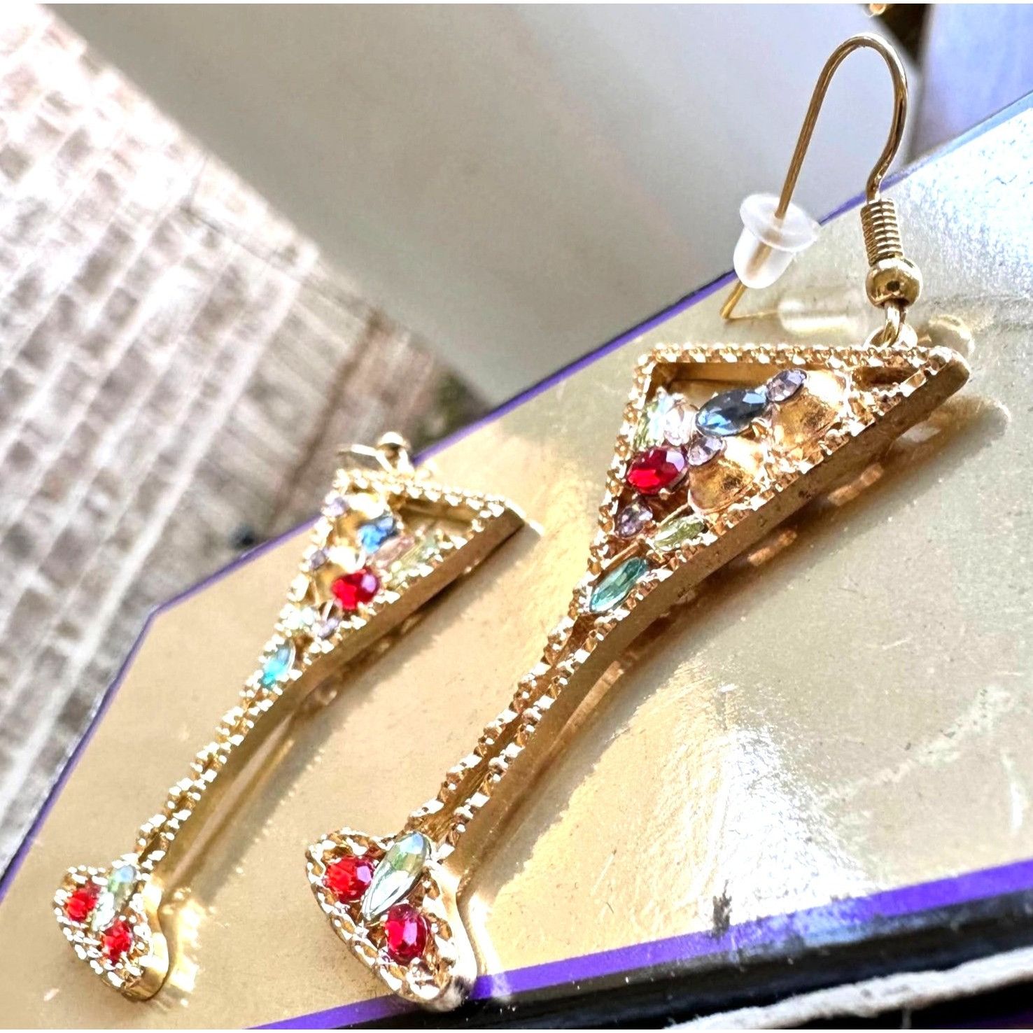 Handmade Cocktail Drink Earrings Martini Rhinestones Cruise Beach Isl Size ONE SIZE - 4 Thumbnail