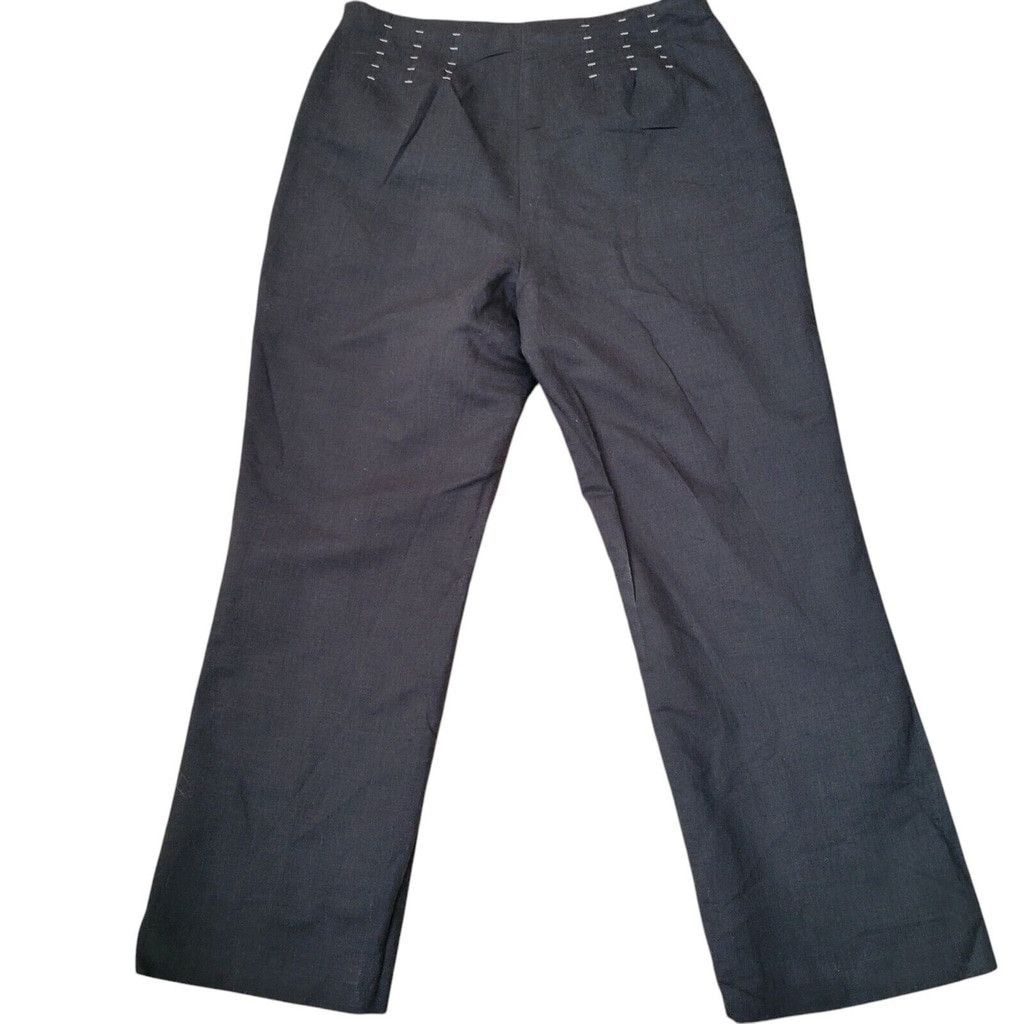 Kasper Kasper Linen Cotton Dress Pants Black Women’s 12P Excellent Size 34" / US 12 / IT 48 - 2 Thumbnail