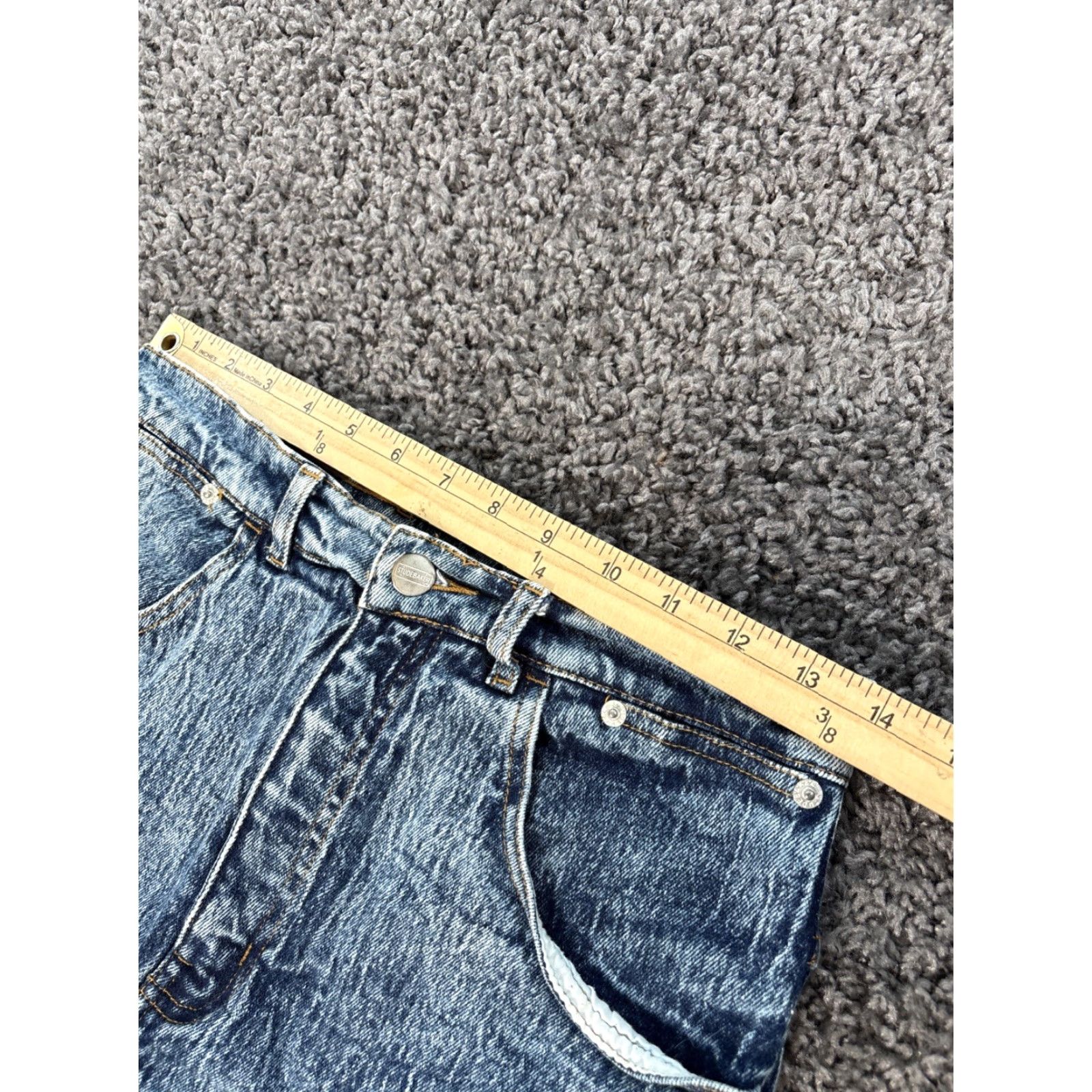 Vintage VINTAGE 1980s Studebaker Alessio Acid Wash Denim Skirt Short 28 Blue Women Mini Slit Pockets 80s Theme Mens? Size 28" / US 6 / IT 42 - 4 Thumbnail