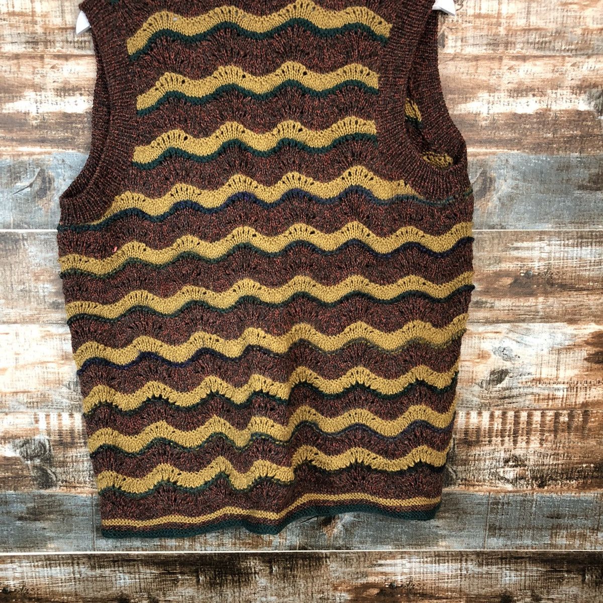 Handmade × Japanese Brand × Vintage Japan vintage wave cardigan Vest Knitwear #A2047 Size M / US 6-8 / IT 42-44 - 10 Thumbnail