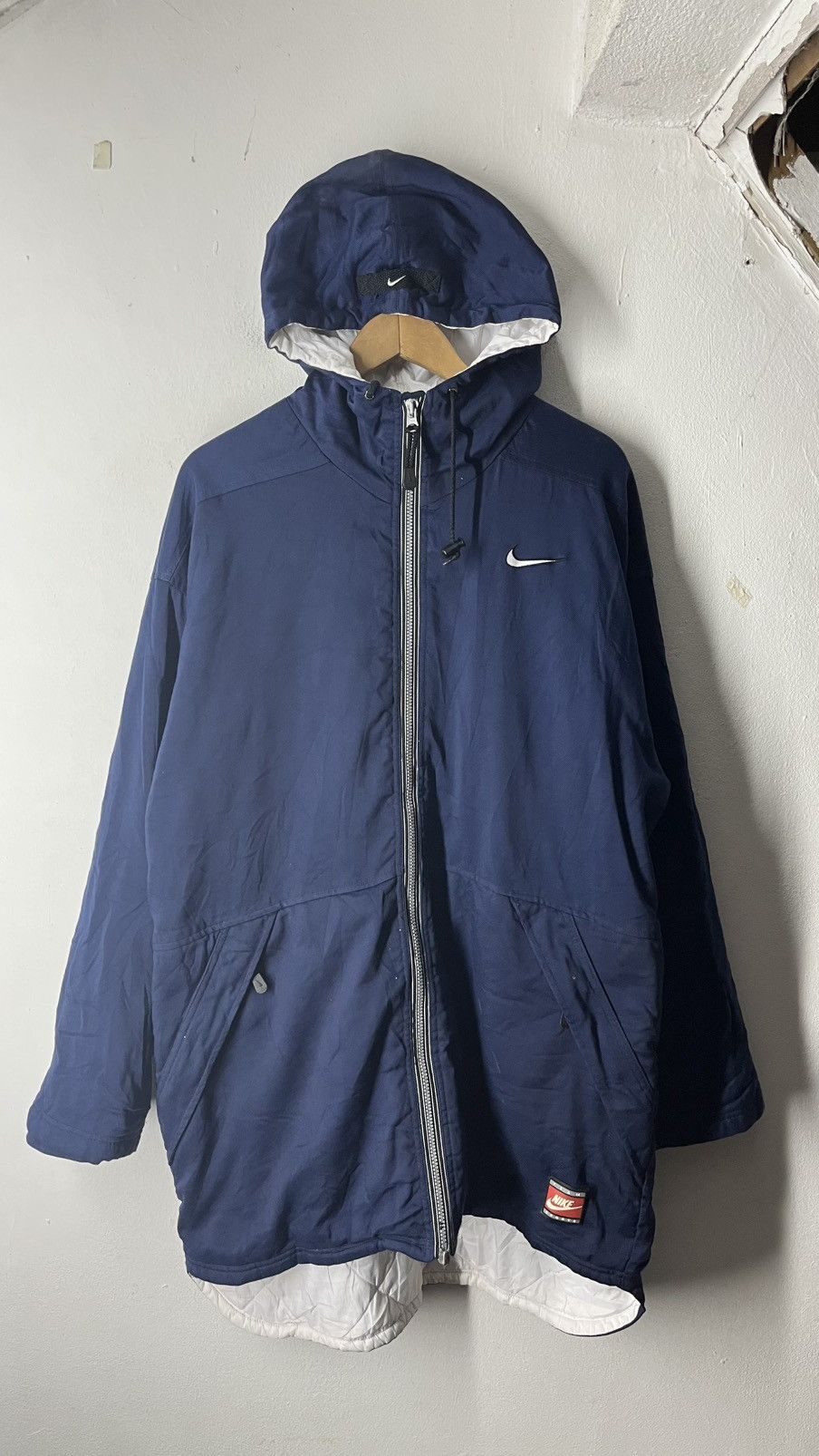 Nike VINTAGE NIKE TEAM BASEBALL LONG COAT WINDBREAKER JACKET Size US XL / EU 56 / 4 - 10 Thumbnail