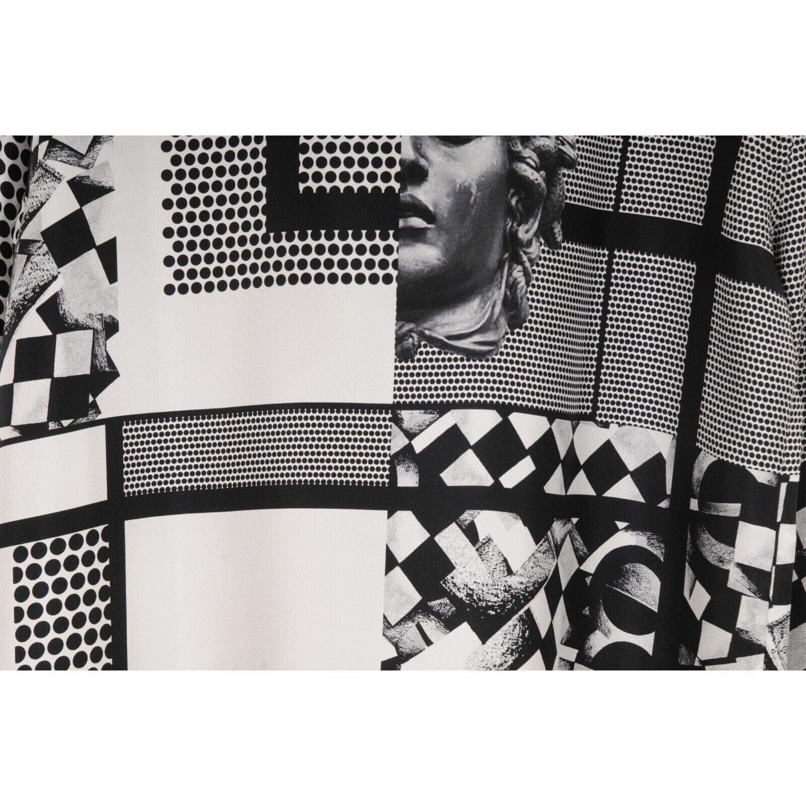 Versace Black White Silk Medusa Print Button Down Shirt Size US M / EU 48-50 / 2 - 8 Thumbnail