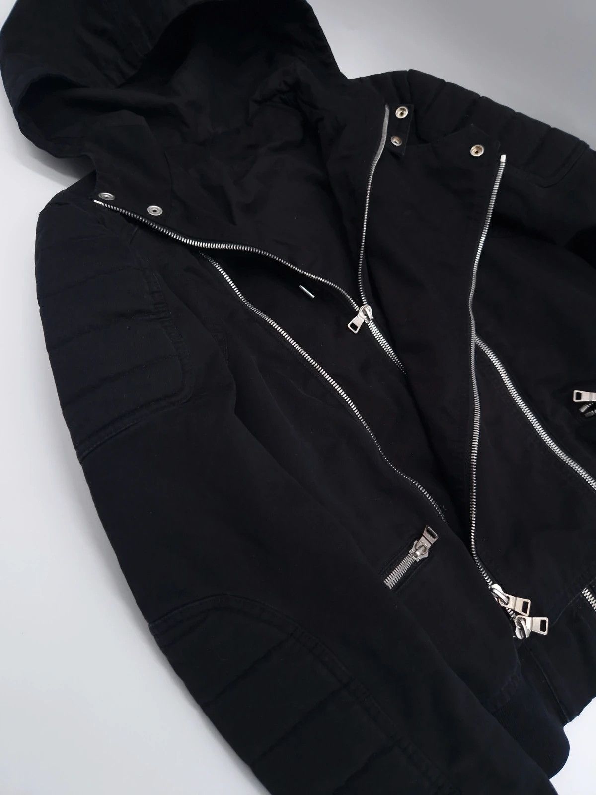 Balmain Balmain Hooded Biker Jacket Made in Japan Size US L / EU 52-54 / 3 - 13 Thumbnail