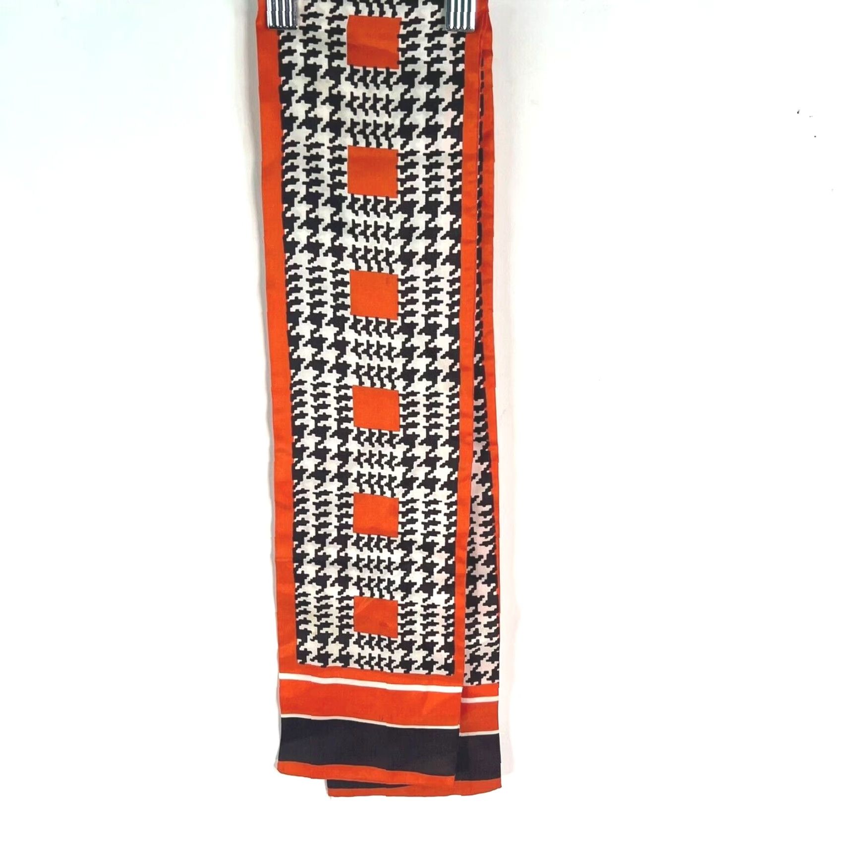 Vintage VTG Unbranded Scarf Women Square Black Orange 45X41 Inch Classic Floral Geometric Vintage 1990s? Size ONE SIZE - 2 Thumbnail