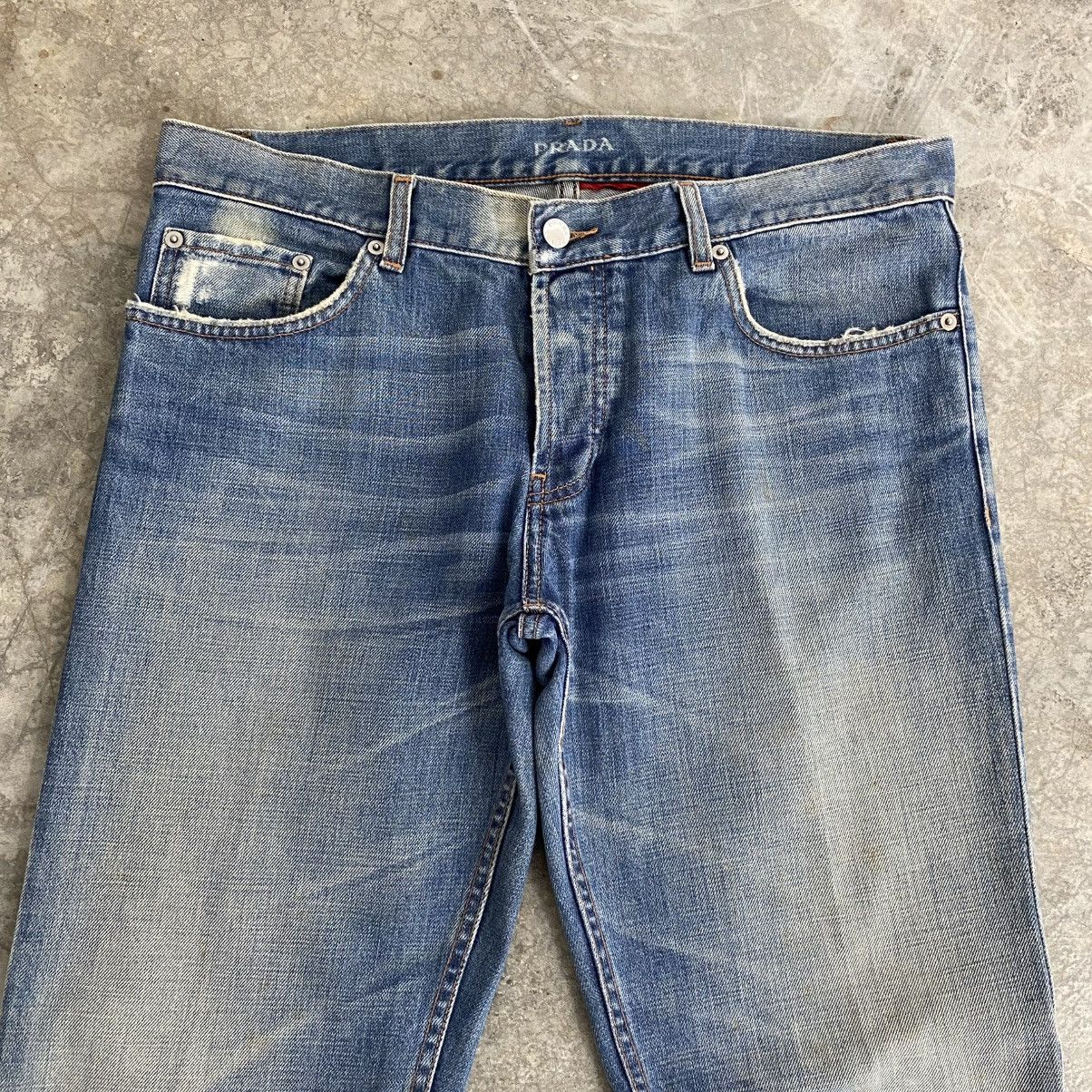 Prada 2000’s Prada Washed Blue Heel Bite Jeans Size US 34 / EU 50 - 4 Thumbnail