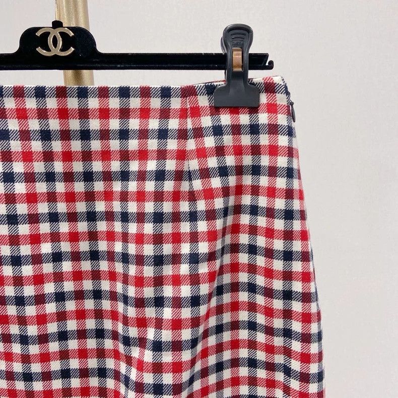 Dior Dior Red plaid wool skirt Size 26" / US 2 / IT 38 - 3 Thumbnail