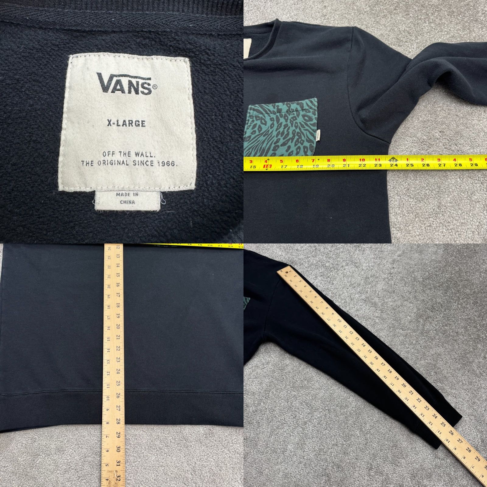 Vans Vans Crew Neck Pullover Sweatshirt Men XL Black Pocket Animal Print Casual Skate Size US XL / EU 56 / 4 - 8 Thumbnail