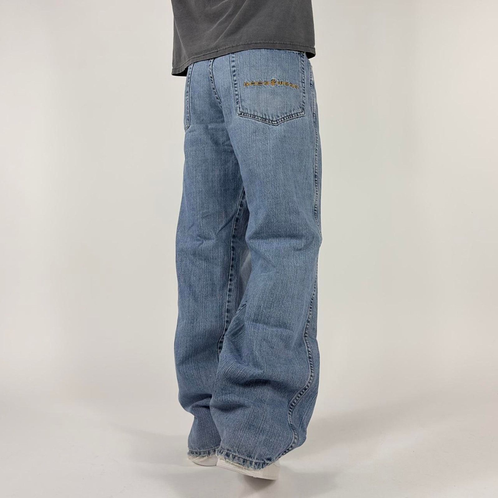 Rocawear × StraightFaded Y2K Rocawear Rave Pipe Wideleg Grunge Denim Streetwear pants Size US 36 / EU 52 - 1 Thumbnail