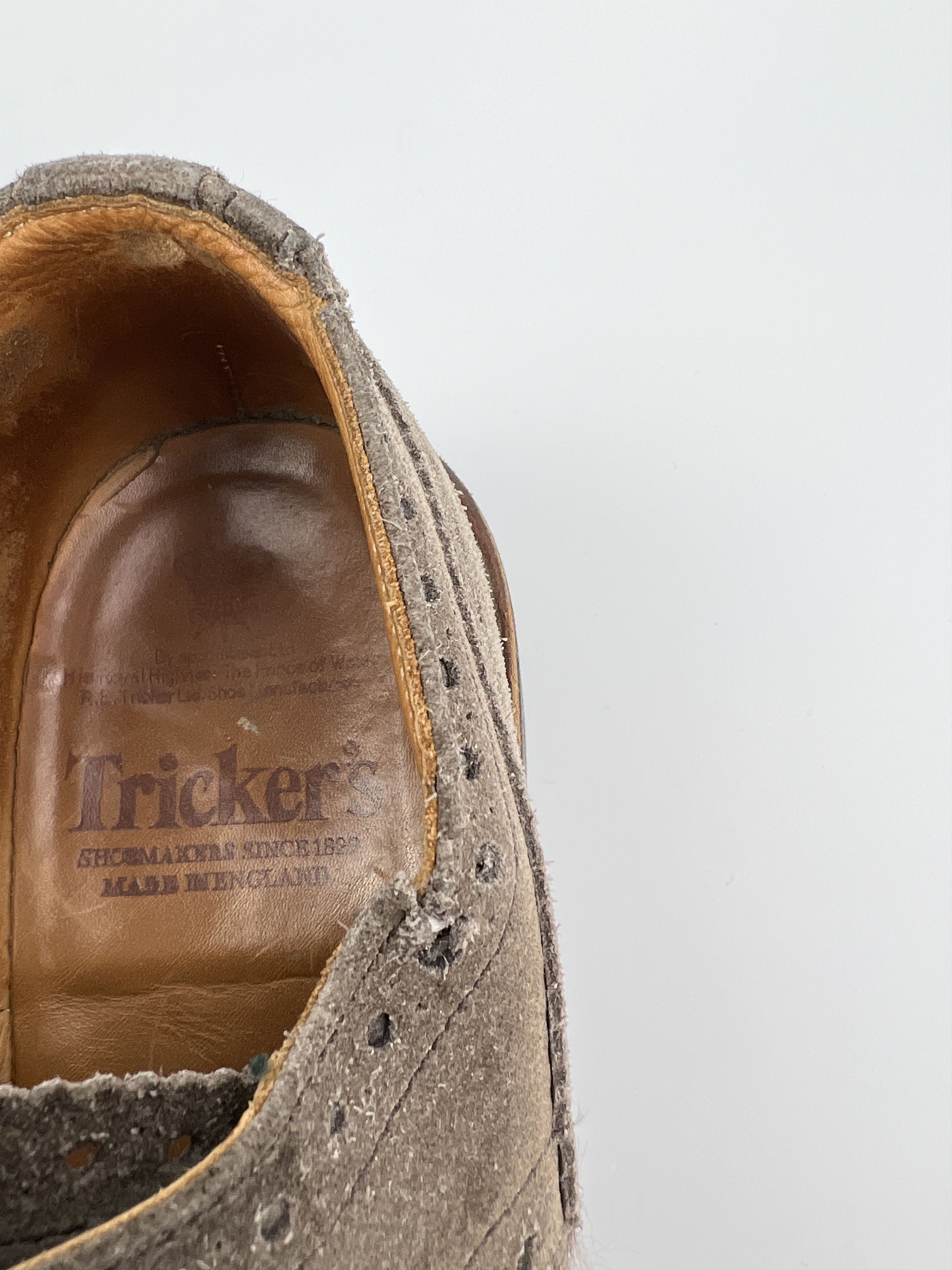 Tricker's Trickers Downton Handmade Gray Suede Derby Shoes Size US 9.5 / EU 42-43 - 9 Thumbnail