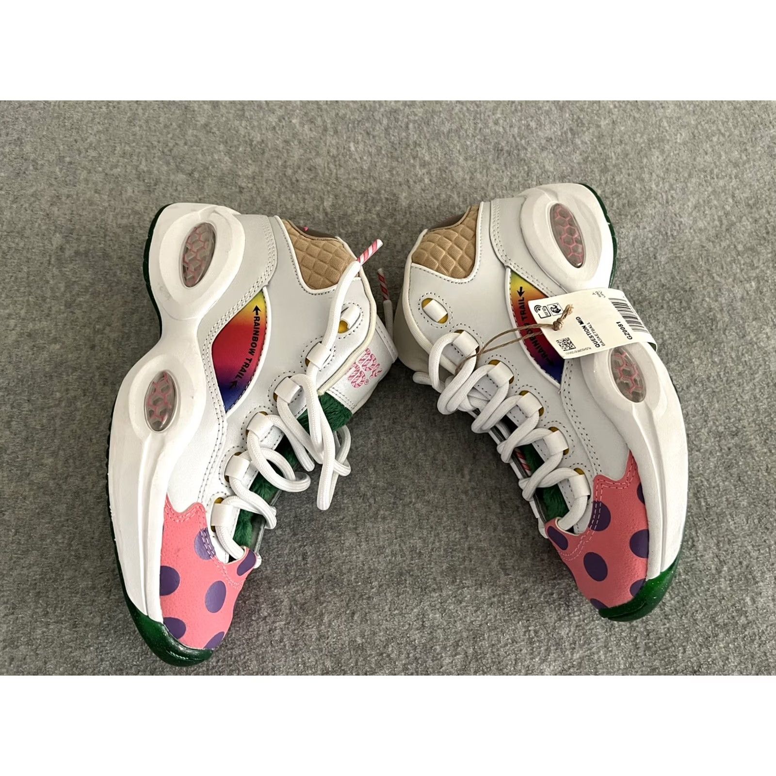 Reebok Reebok Question Candy Land Sneaker GZ0081 Mens 4 Womens 5.5 Multicolor Rainbow Trail Hasbro Iverson Basketball Athletic Mid Top Lace Up Shoes Size US 4 / IT 34 - 4 Thumbnail