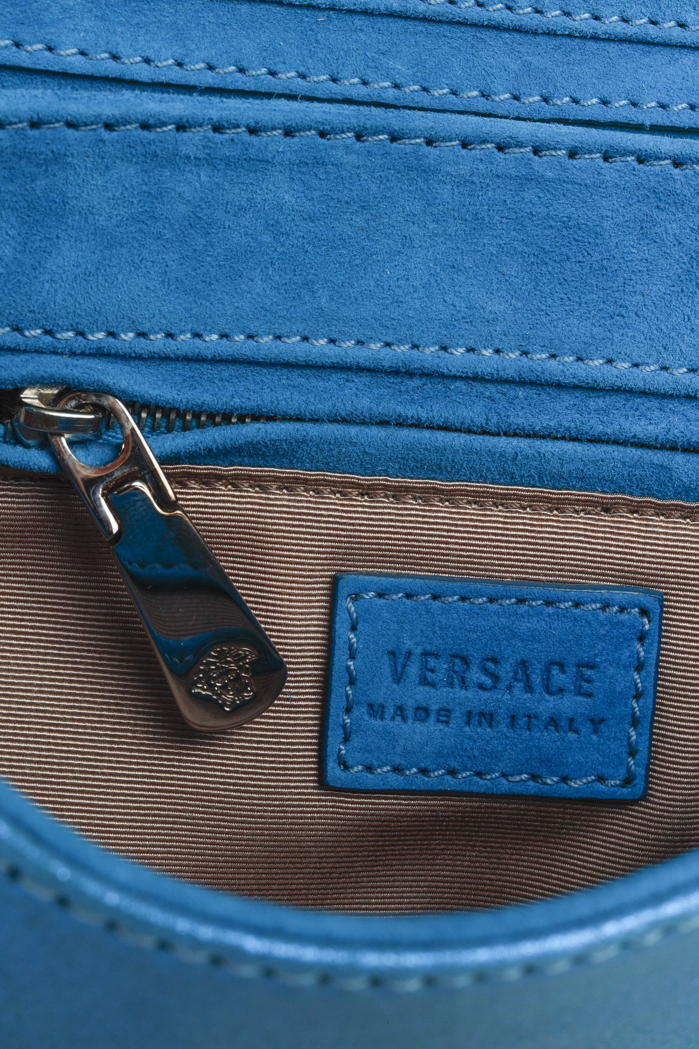 Versace Versace Metallic Aqua Blue Leather Clutch Size ONE SIZE - 12 Thumbnail