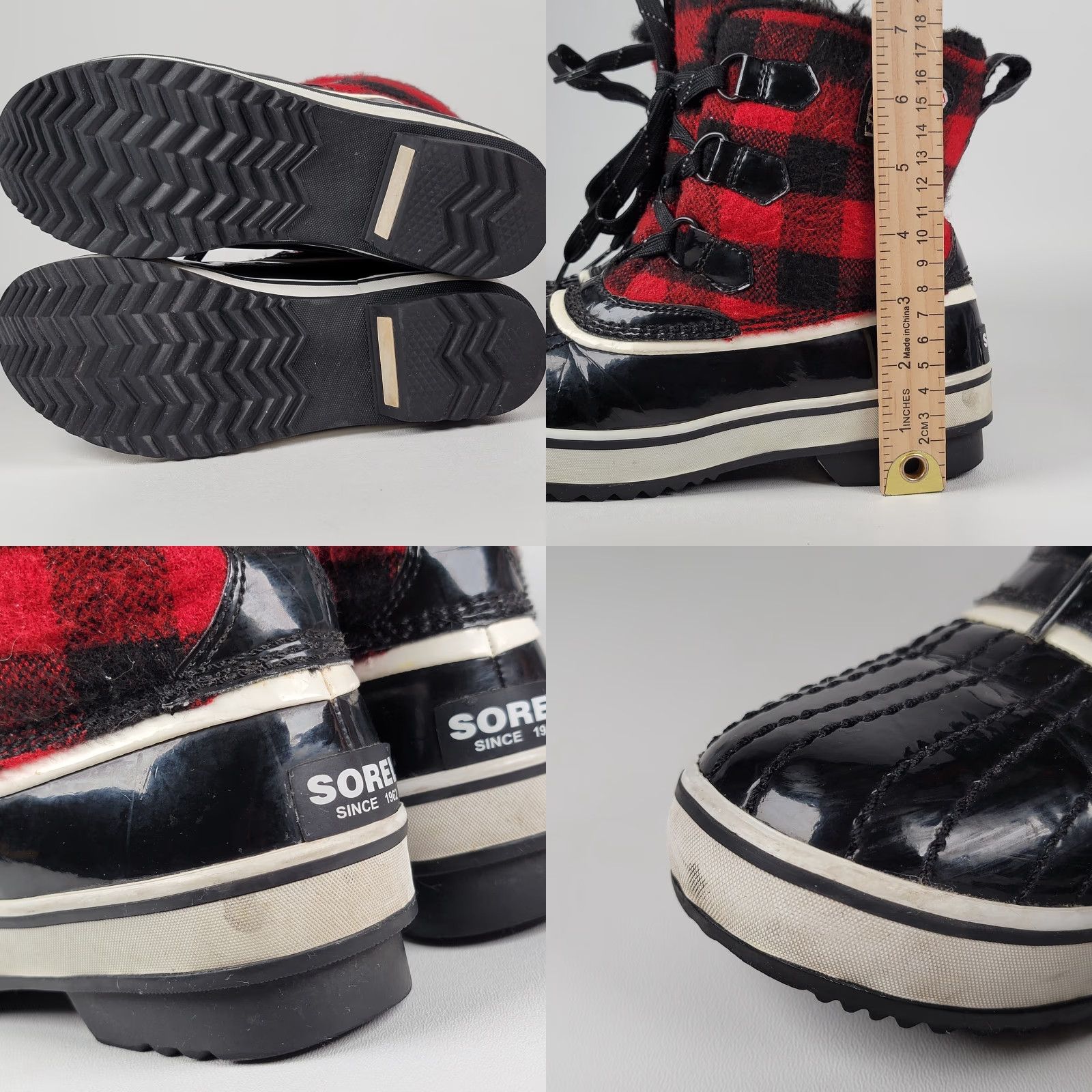 SOREL Sorel Torino Black Red Buffalo Plaid Winter Boots Womens Size 7 Waterproof Snow Boot Fur Trim Faux Fur Lining Ankle Boots Size US 5 / IT 35 - 8 Thumbnail
