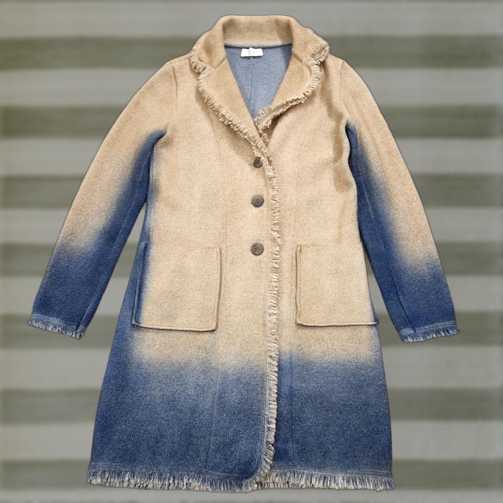 Adesi Cashmere Jacket Womens Regular M Beige Fringe Italy Made Coat
