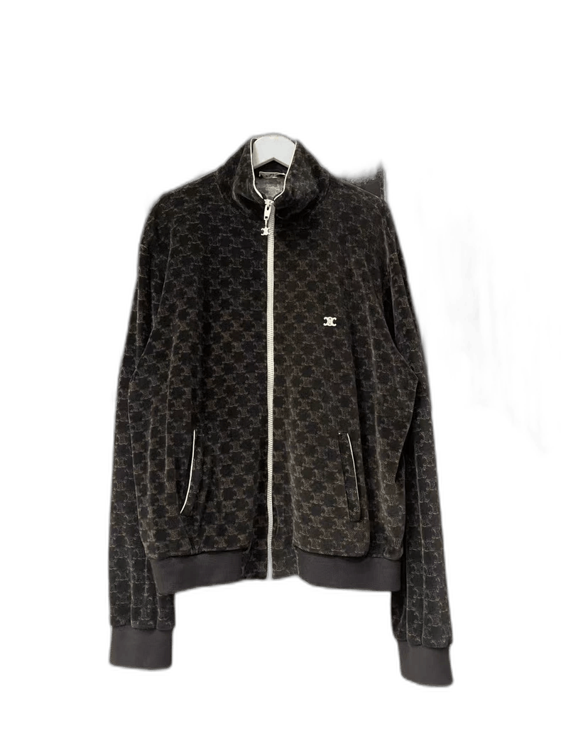 Celine Velvet Monogram Zip Jacket Coat