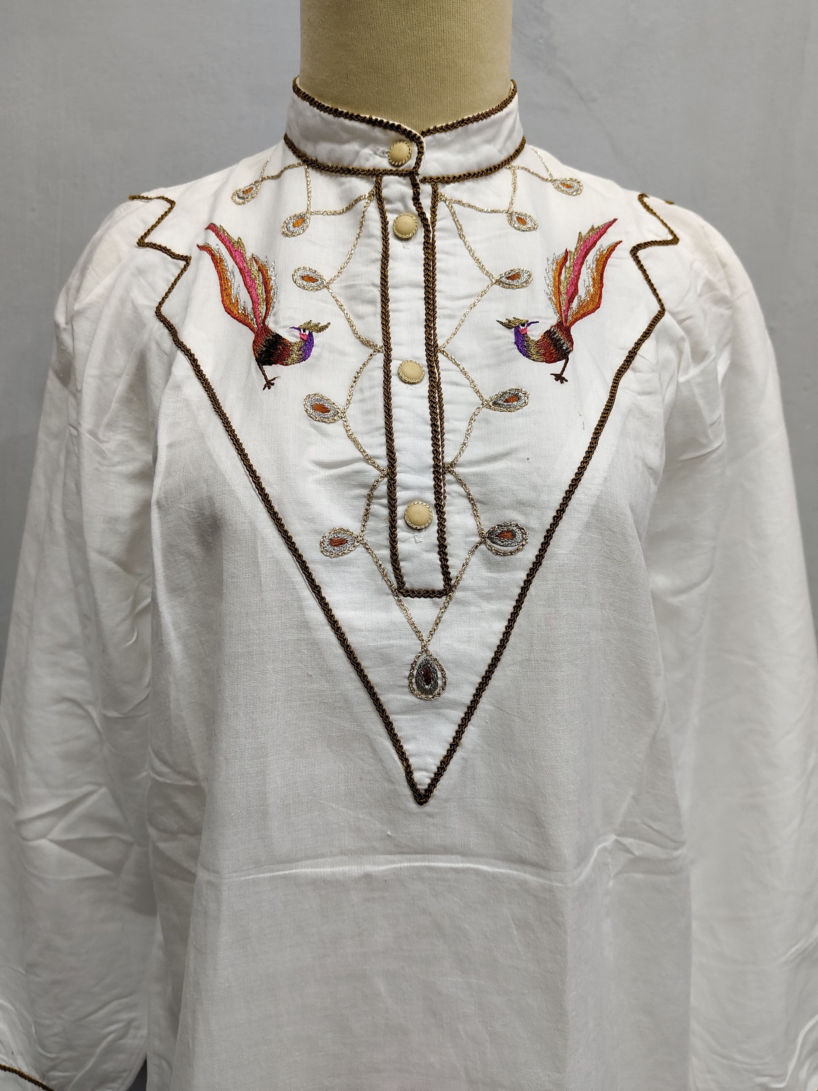 Kansai Yamamoto 80s Kansai- Archive Peacock Metalic Embroidered Blouses Size L / US 10 / IT 46 - 2 Thumbnail