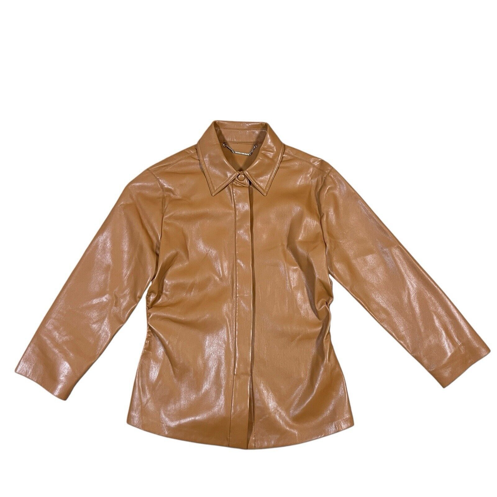 Elie Tahari Elie Tahari Faux Leather Short Jacket Tan Camel Size XS Size XS / US 0-2 / IT 36-38 - 2 Thumbnail