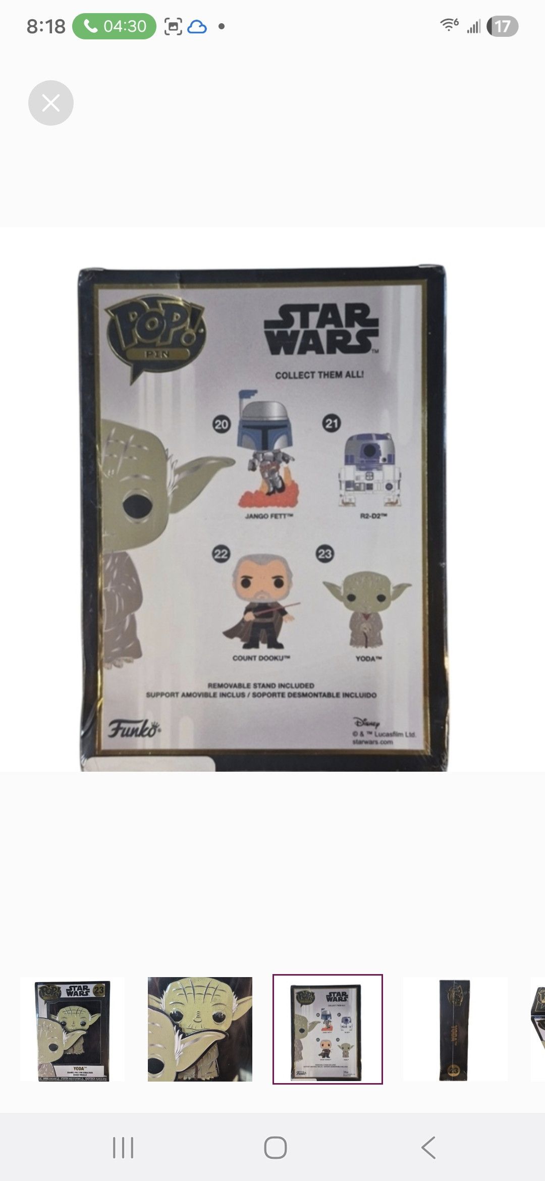 Other Funko × Star Wars POP PIN YODA Enamel Pin Size ONE SIZE - 3 Thumbnail
