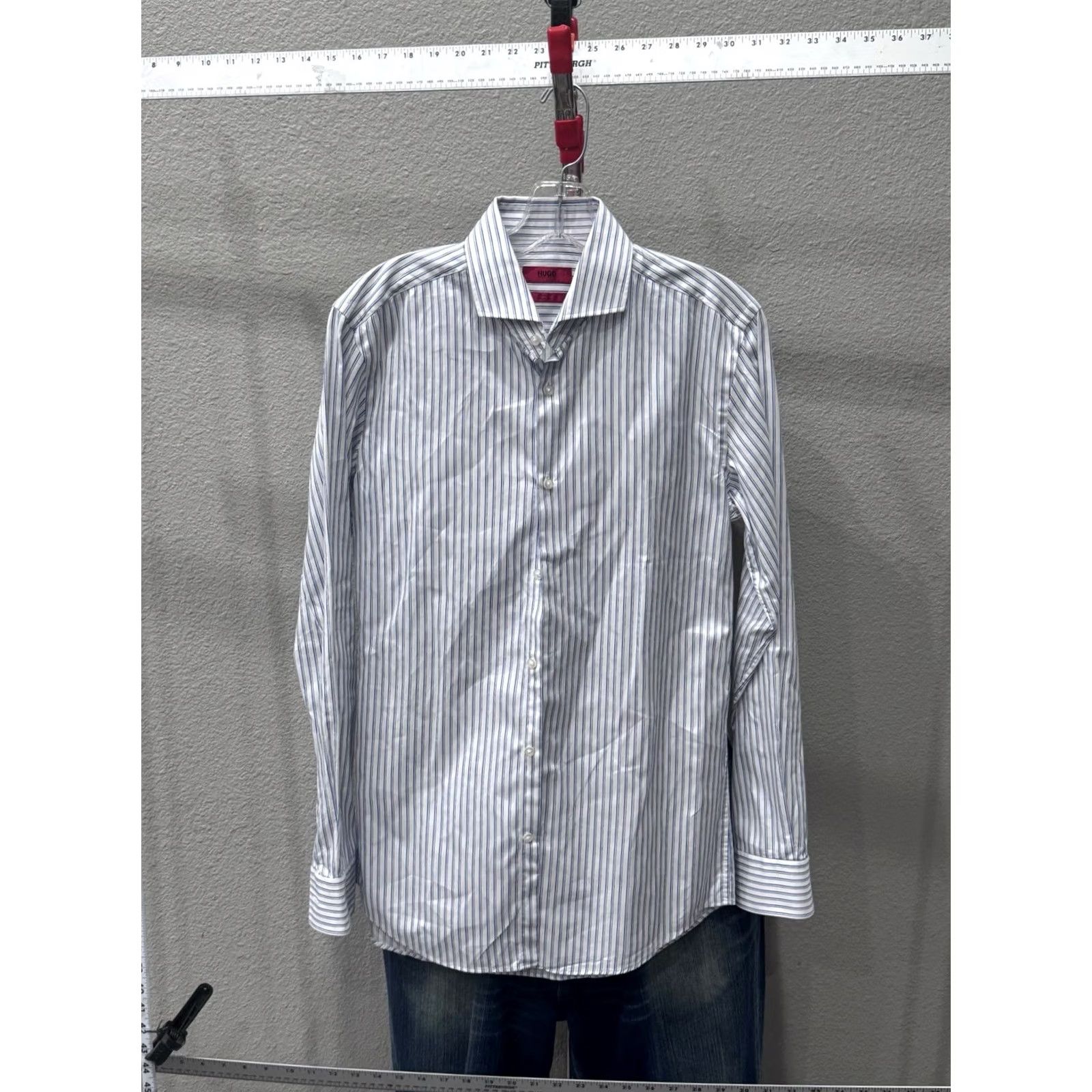 Hugo Boss Hugo Boss Shirt Long Sleeve Blue White Stripe Small Slim 15 x 33/34 s Mens Size US S / EU 44-46 / 1 - 3 Thumbnail