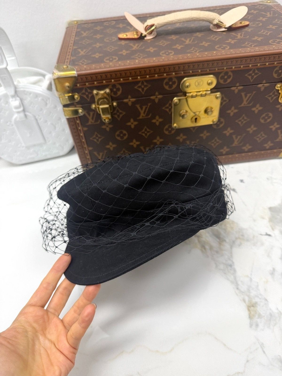 Dior Christian Dior Arty denim cap with a veil Size ONE SIZE - 1 Thumbnail