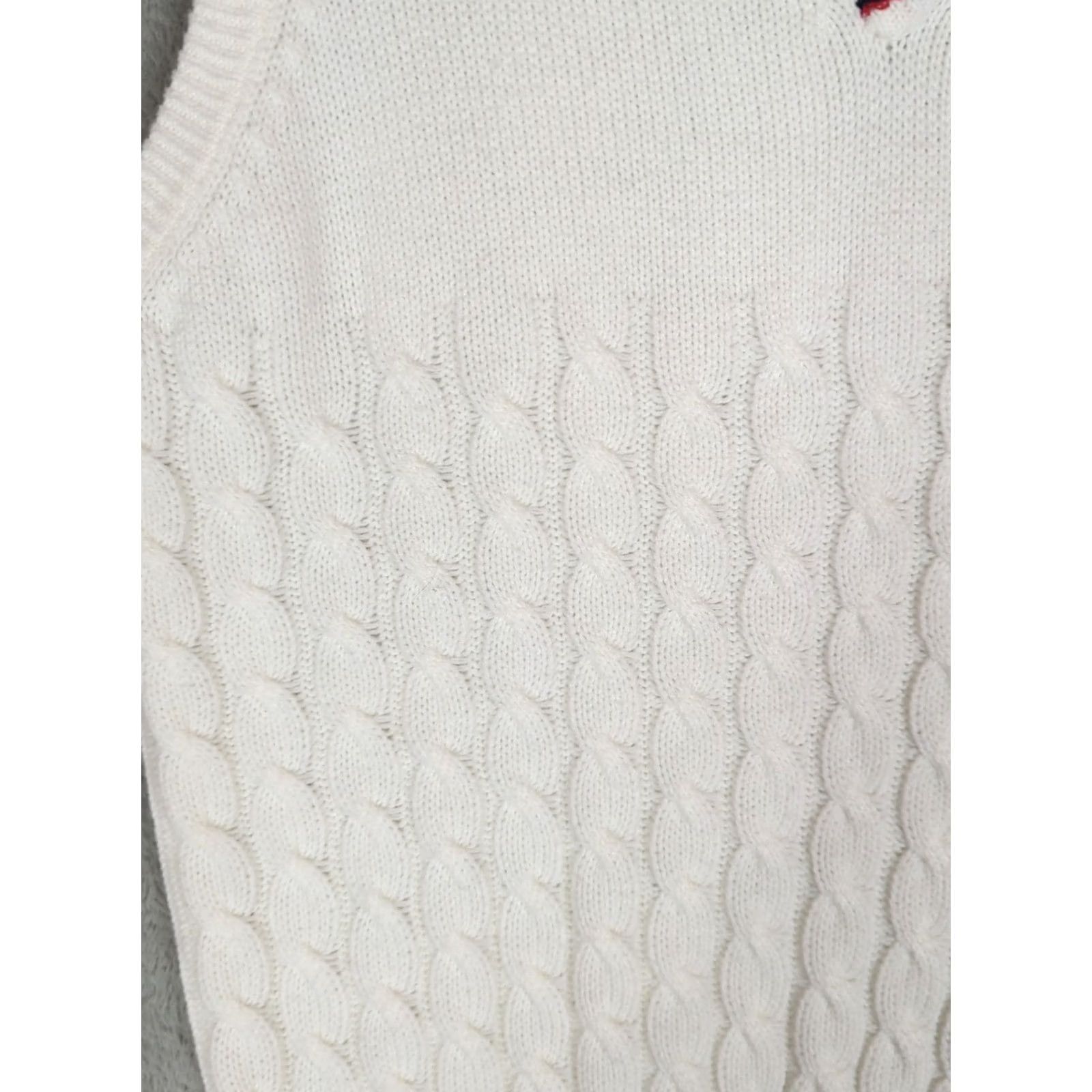 Izod VINTAGE Izod Sweater Vest Mens M V-Neck Cable-Knit White Solid Preppy Size US M / EU 48-50 / 2 - 2 Thumbnail