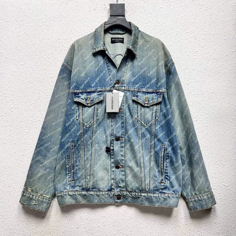 Balenciaga Balenciaga Twill full print barrage Logo denim jacket Size US XS / EU 42 / 0 - 1 Thumbnail
