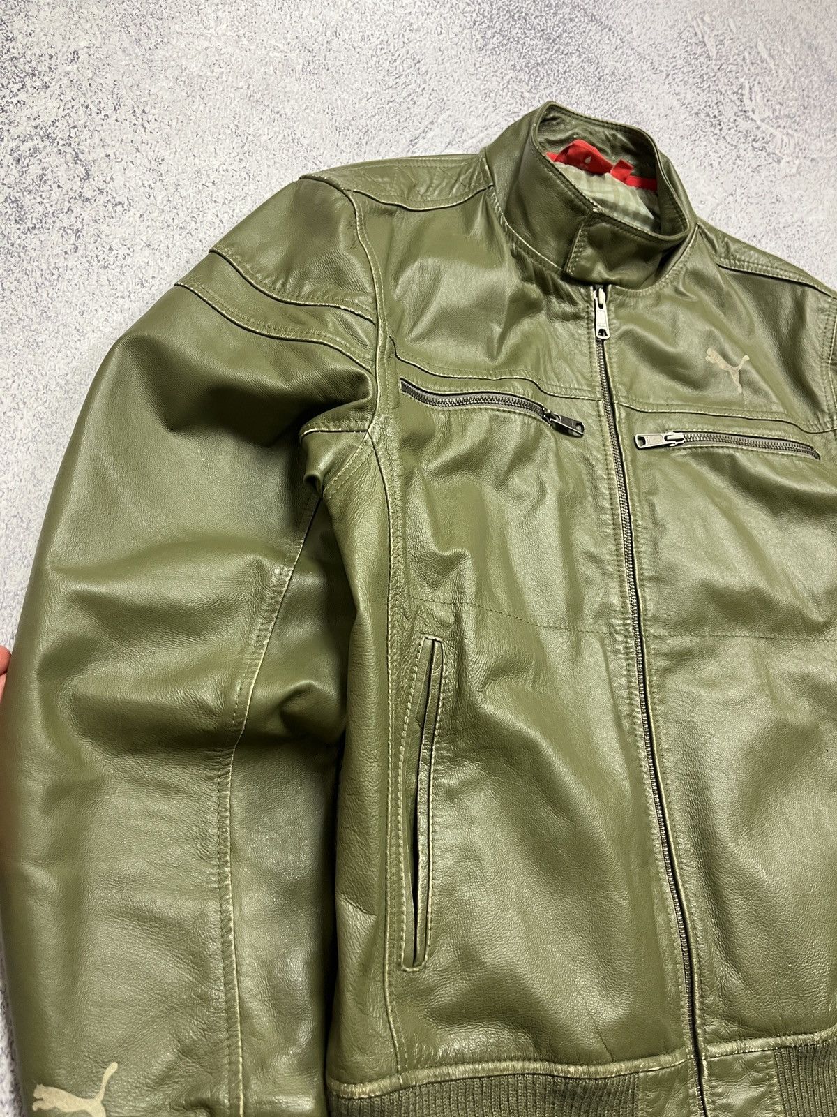 Puma Puma Green Leather Jacket Motorcycle Avant Garde Hype Rare Size US S / EU 44-46 / 1 - 5 Thumbnail