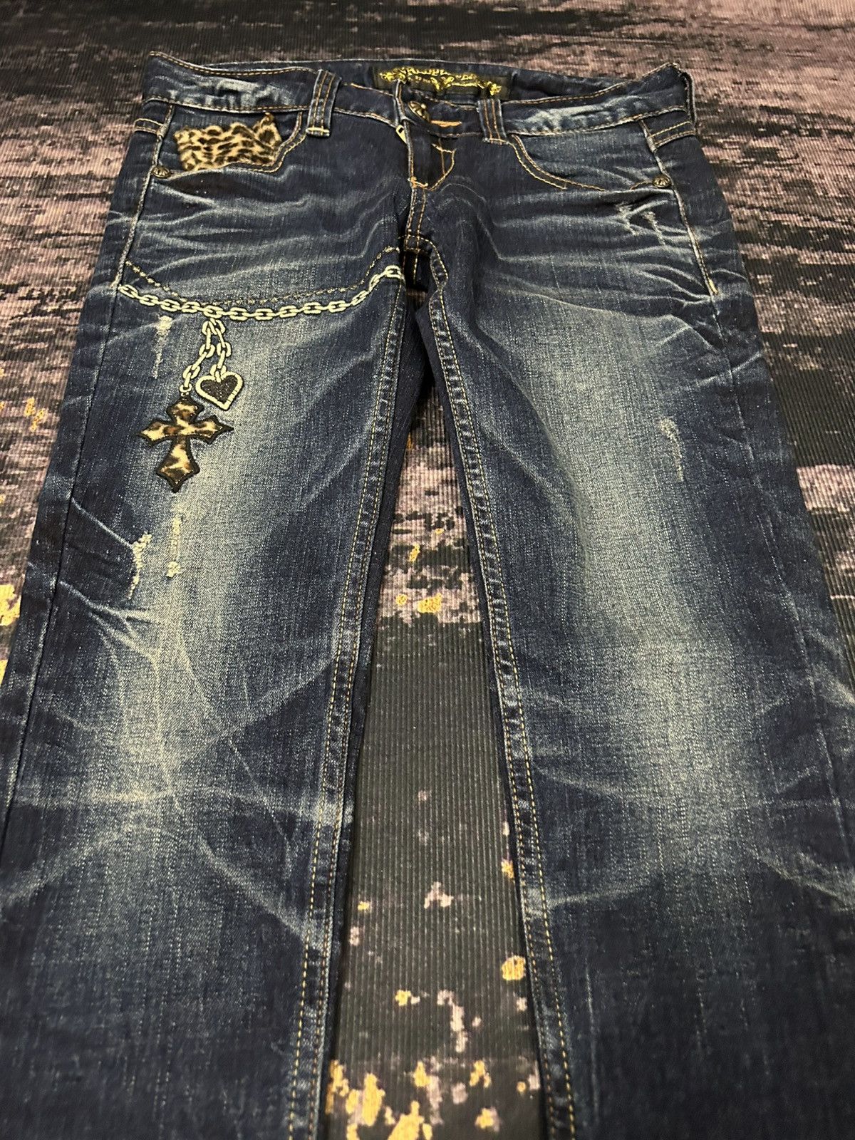 Ed Hardy Redpepper Cross Leopard Slim Jeans Size US 27 - 7 Thumbnail