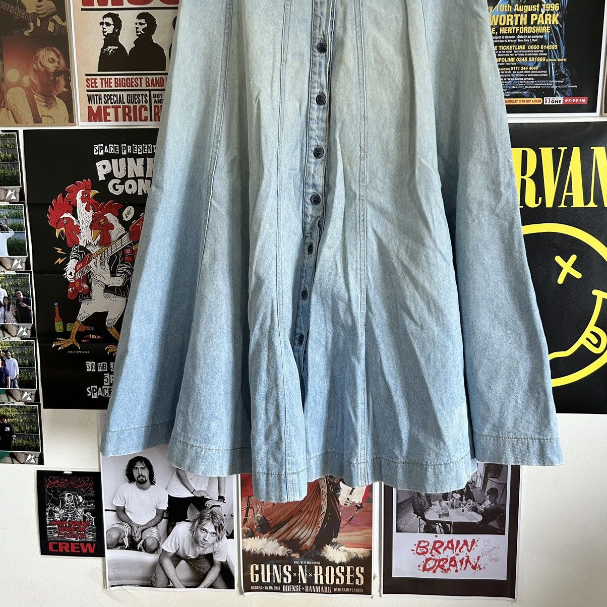 Vintage Vintage Valman Washed Blue Denim Skirt Size 27" / US 4 / IT 40 - 3 Thumbnail