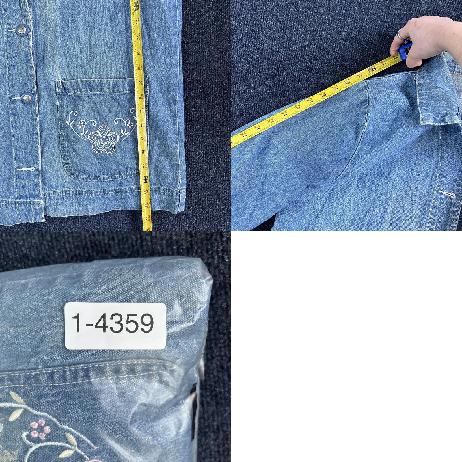 Tudor VINTAGE Tudor Court Jacket Womens Large Blue Denim Floral Embroidered Choir Coat Size L / US 10 / IT 46 - 8 Thumbnail