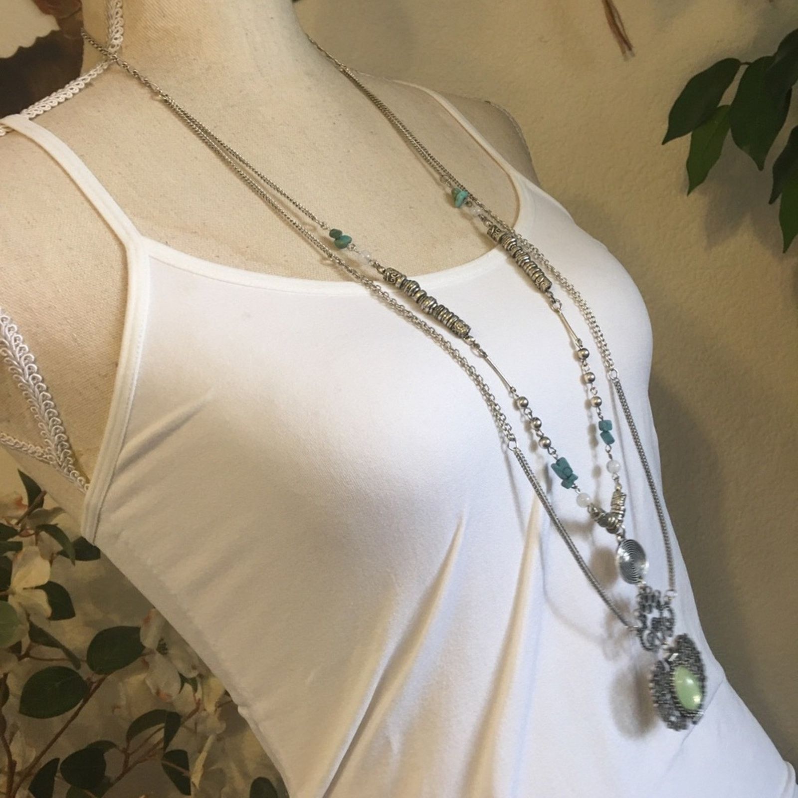 Jewelry Mayan look double strand amulet stone necklace Size ONE SIZE - 2 Thumbnail